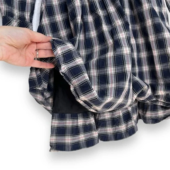 Zara Woman Blue Red Plaid Check Long Sleeve Button Down A-Line Dress Medium - Picture 4 of 7